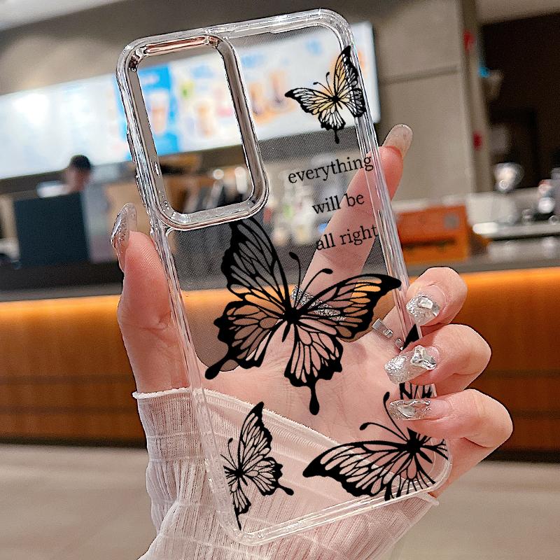 Beautiful Butterfly Pattern Clear Case For Samsung S24 FE S23 S22 Ultra A55 A54 A35 A34 A14 Lens Protection Shockproof Soft Transparent Phone Cover