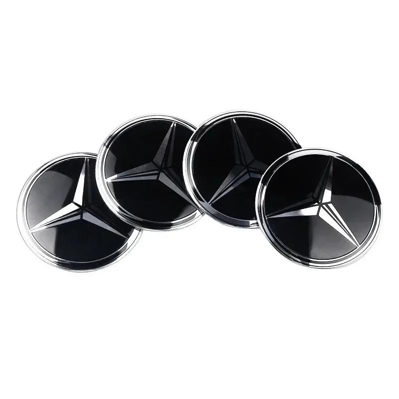 4Pcs 56mm Car Logo Wheel Hub Cap Stickers Aluminium Accessories For Mercedes Benz Amg W205 W211 W204 W212 W213 W203 W176 W221