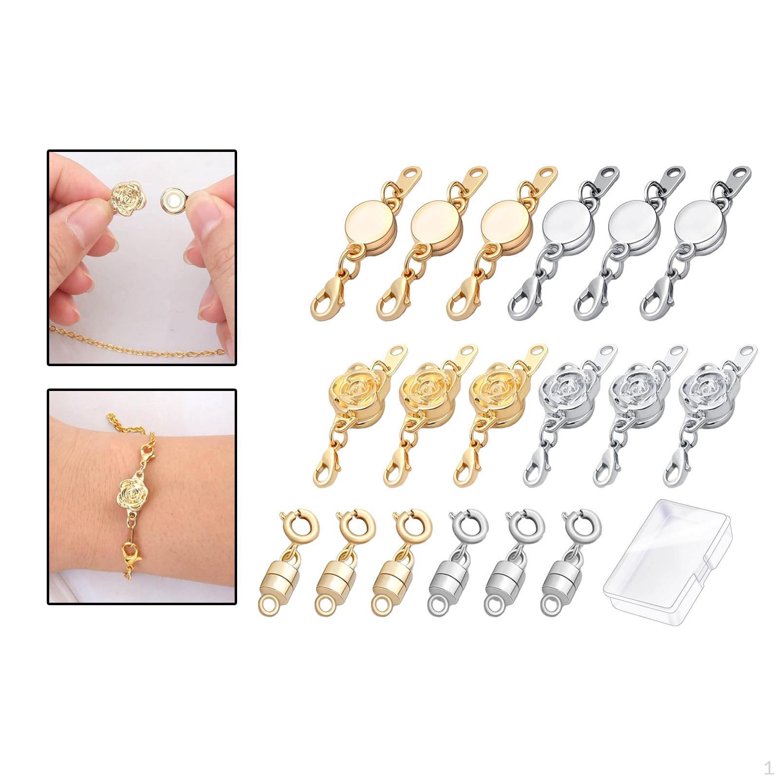 

18 магнитных застежек для ожерелья, стильный прочный разъем с золотым и серебряным покрытием
