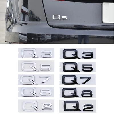3D ABS Yapıştırıcı Krom Siyah Araba Bagaj Numarası Harfleri Sticker Q2 Q3 Q5 Q7 Q8 Logo Amblem İsim Plakası Rozet Aksesuarları