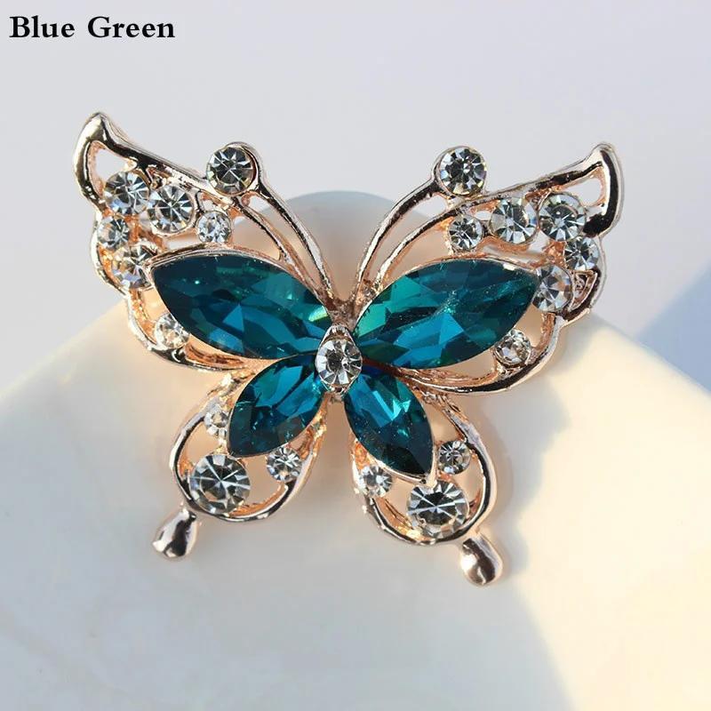 Elegant Jewelry Blue Color Butterfly Brooches For Women Rhinestone Painted Brooch Vintage Pin Alloy Corsage Ladies Wedding Gifts