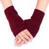 Fingerless Gloves Stretchy Knitted Thumb Hole Mittens Solid Short Hand Warmers