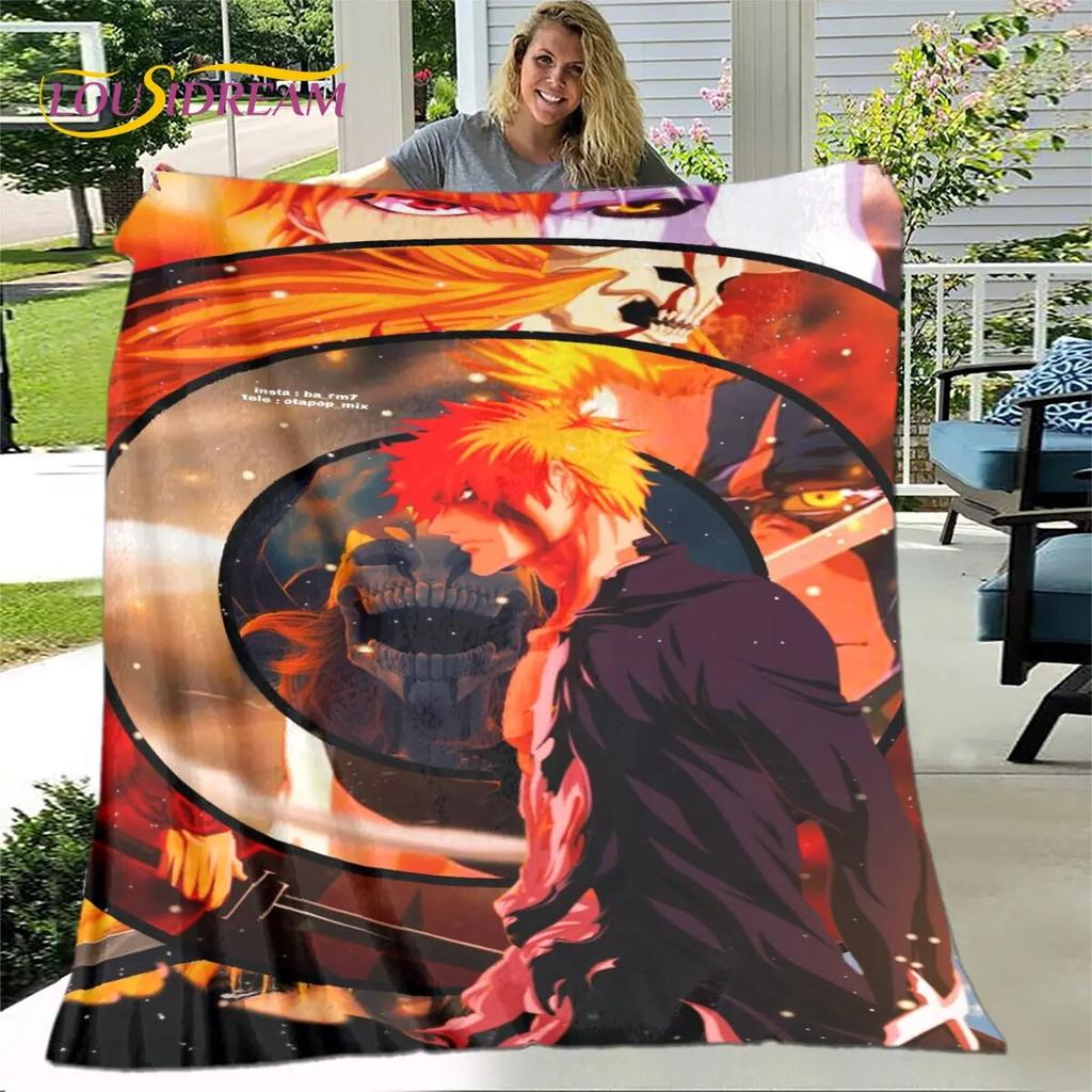 Japan Anime Bleach Cartoon Soft Plush Blanket,Flannel Blanket Throw Blanket for Living Room Bedroom Bed Sofa Picnic Cover Kids