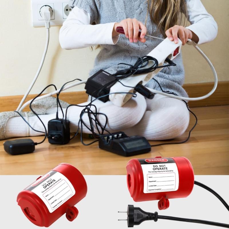 Plastic Tagout Plug Power Lock Plug Lockout Device Industrial Household Plug Lock Plug Lockout with Locking Label