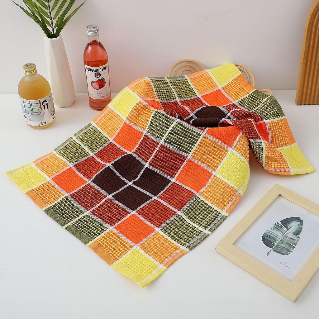 4pcs Household Kitchen Waffle Cleaning Cloths, Polyester Cotton Cleaning Grid Cleaning Cloths