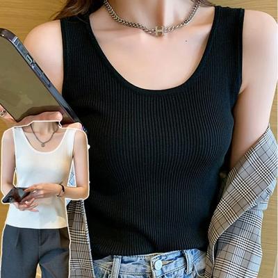 Women's Spring Summer Autumn Daily Innerwear Ribbed Sleeveless Top