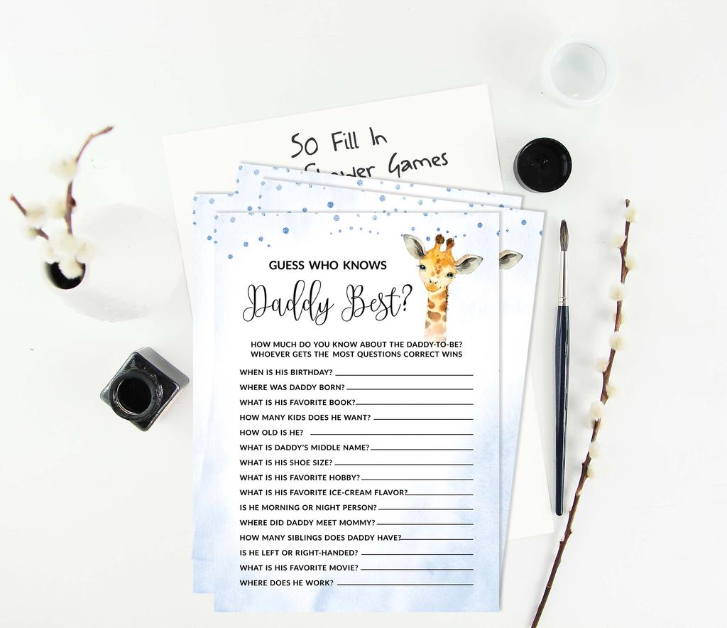 Inkdotpot Baby Shower Game Set Of 50 BabyA  AlphabetA  ABCA  Game Giraffe Jungle Animals Party