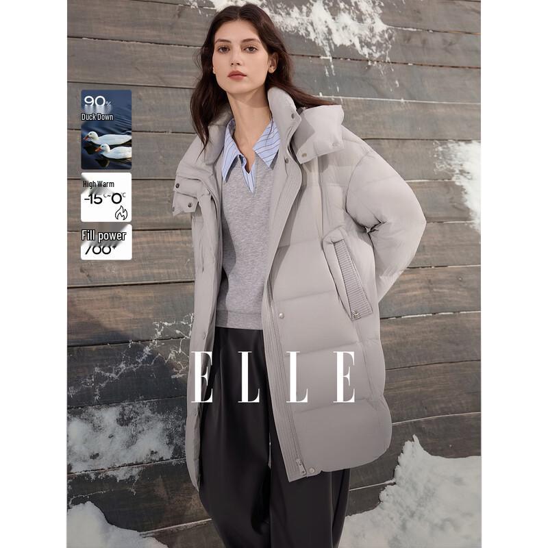 ELLE Women s Hooded Duck Down Puffer Jacket L