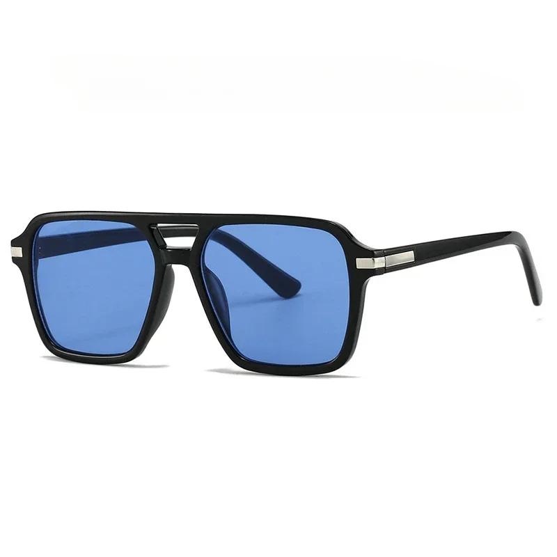 Retro 70s Square Pilot Sunglasses for Women Men Trendy Vintage Double Bridge Shades