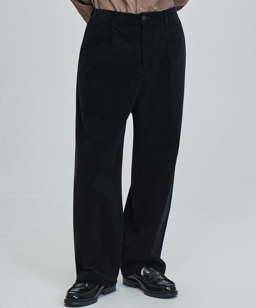 PRAIRIE Corduroy Wide Slacks (Black)