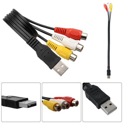 Audio USB 2.0 HDTV TV USB Male To 3-RCA Female AV Cord Converter Cable Video Adapter