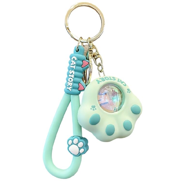 

Miniature Recyclable Cat Paw Keychain LED Sunset Glowing Accessory Stylish Keyring For Night Visibility зелёный