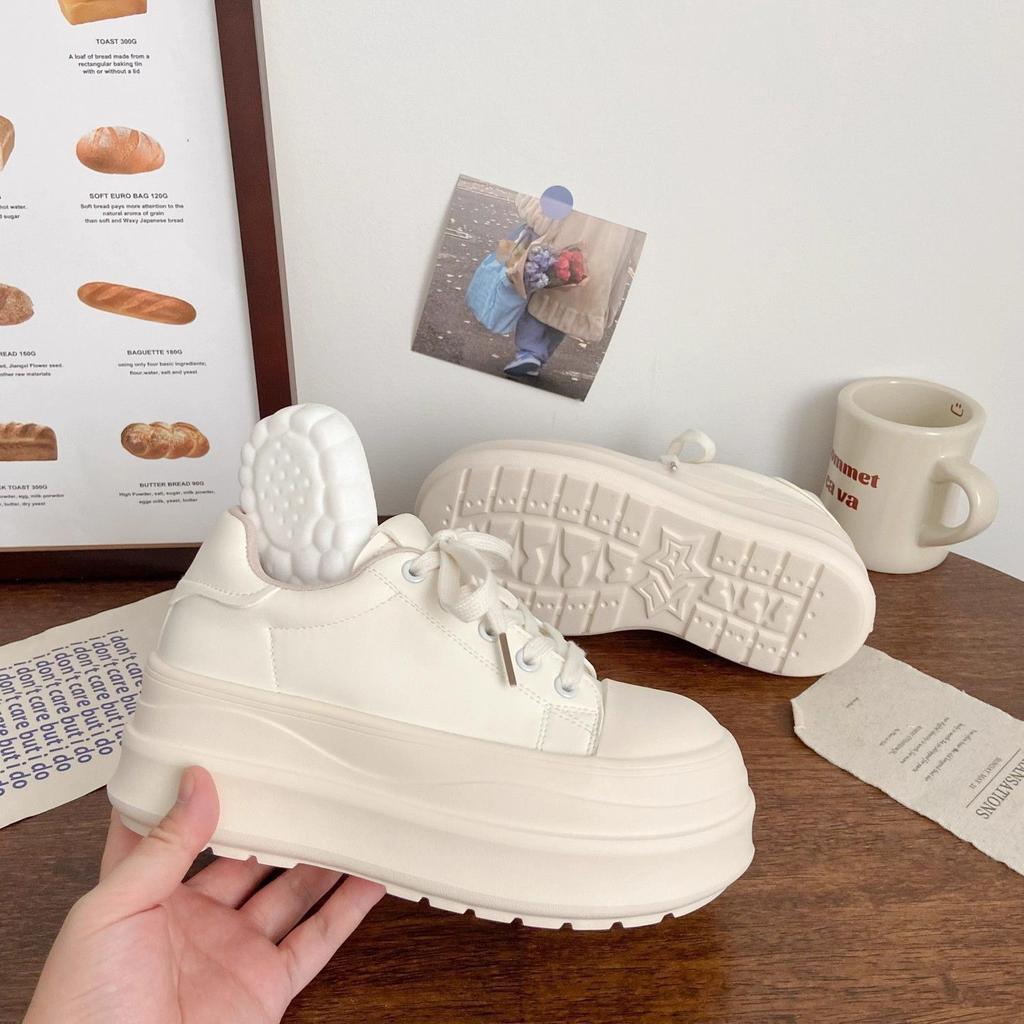 Ugly cute muffin little white shoes women's platform autumn new chic niche Korean version bread shoes versatile sports board shoes