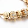 New Panjia Style Gold-Plated Beaded Bracelet with Full Diamond Love Design