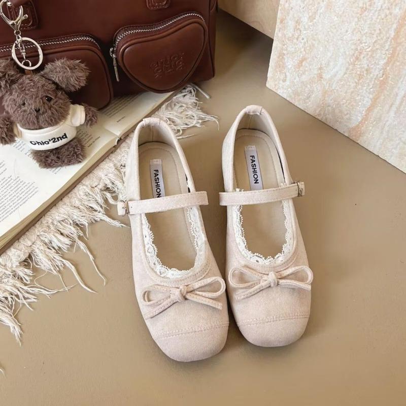 Dopamin-Stil Ballettspitze sanfte vielseitige Frühling und Sommer weiche Sohle Retro Mary Jane flacher Ausschnitt Einzelne Schuhe