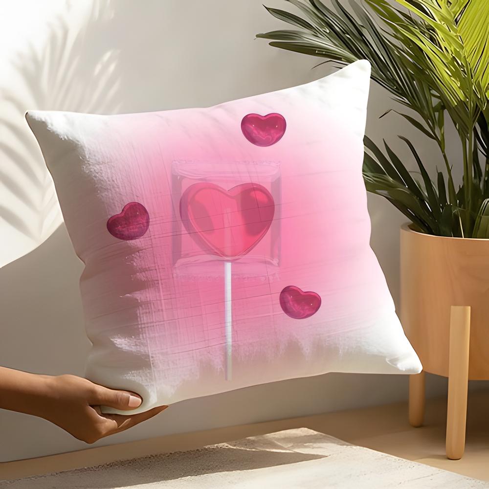 Sweet Pink Candy Pillow Case Home Living Room Decoration Linen Pillow Cases Cushion Cover