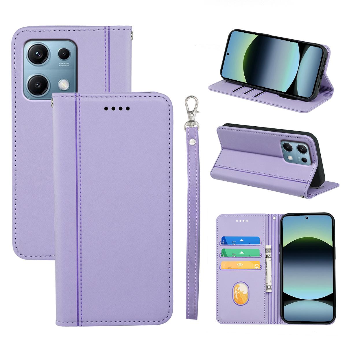 

HX01 For Xiaomi Redmi Note 14S 4G Wallet Case Magnetic Closing PU Leather Phone Cover Purple