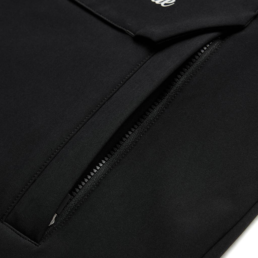 Li Ning Wow Wade Series Water-Resistant Comfortable Casual Hooded Zipper Letter Print Fleece Windbreaker Men Outerwear Black AFDU225-1