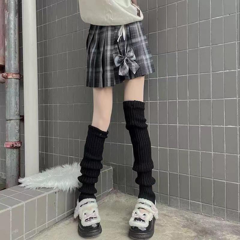 

Женские серые вязаные гетры в стиле Y2K - Идеально подходят для маленькой кожаной обуви, для осени и зимы