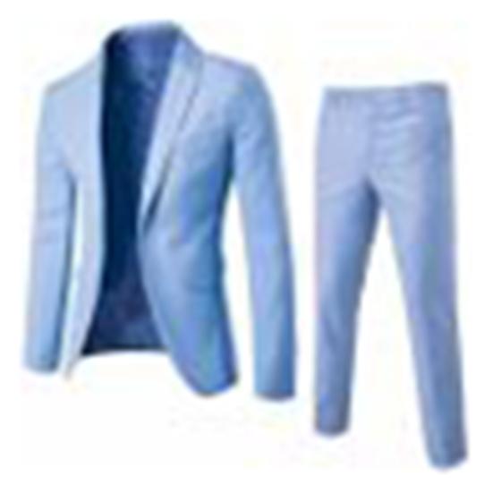 2Pcs/Set Plus Size Men Solid Color Long Sleeve Lapel Slim Button Business Suit