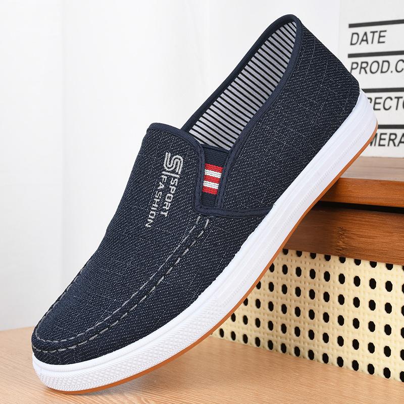 

Shoes Men s old Beijing cloth shoes Breathable casual canvas shoes Middle-aged and elderly father shoes One pedal soft-soled work board shoes 44 синій