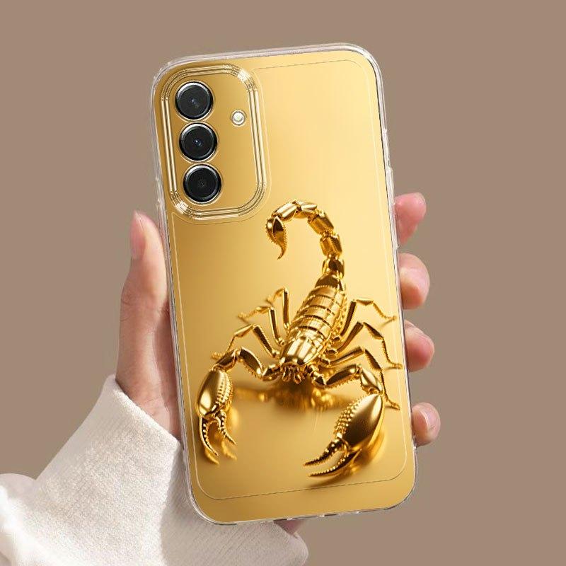 

Golden Scorpion Transparent Phone Case Suitable for Samsung Galaxy S26 S25 S24 S23 S22 S20 FE/Ultra/Plus Anti Drop Back Cover Galaxy S26