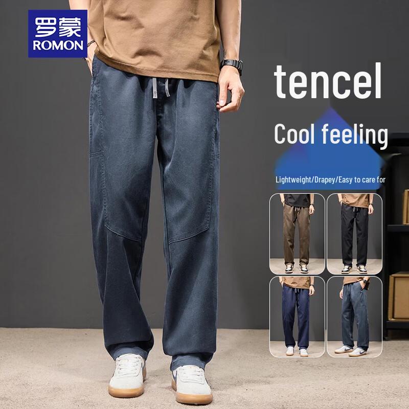 ROMON Men s Tencel Blend Straight Casual Pants 2XL