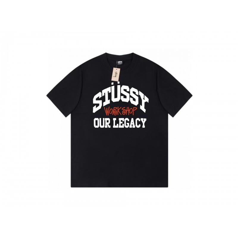 Stussy Short Sleeve T-Shirt Teens Loose Fit 270g Cotton Round Neck Casual Wear