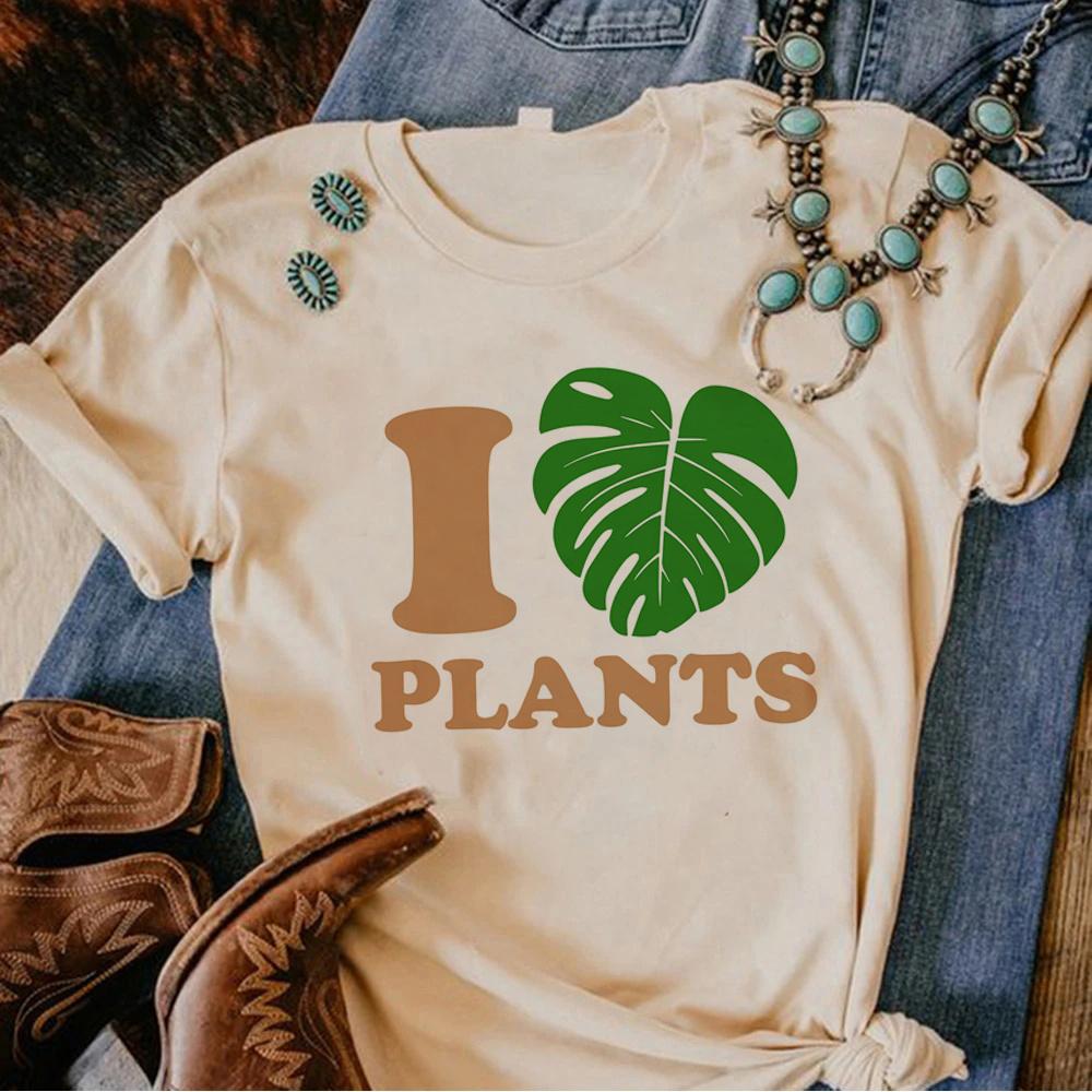 Plants Love Printed Tee Women Streetwear Summer Top FeUnisex Round Neck TShirt Short Sleeve Fit for Daily Wear Casual Clothing