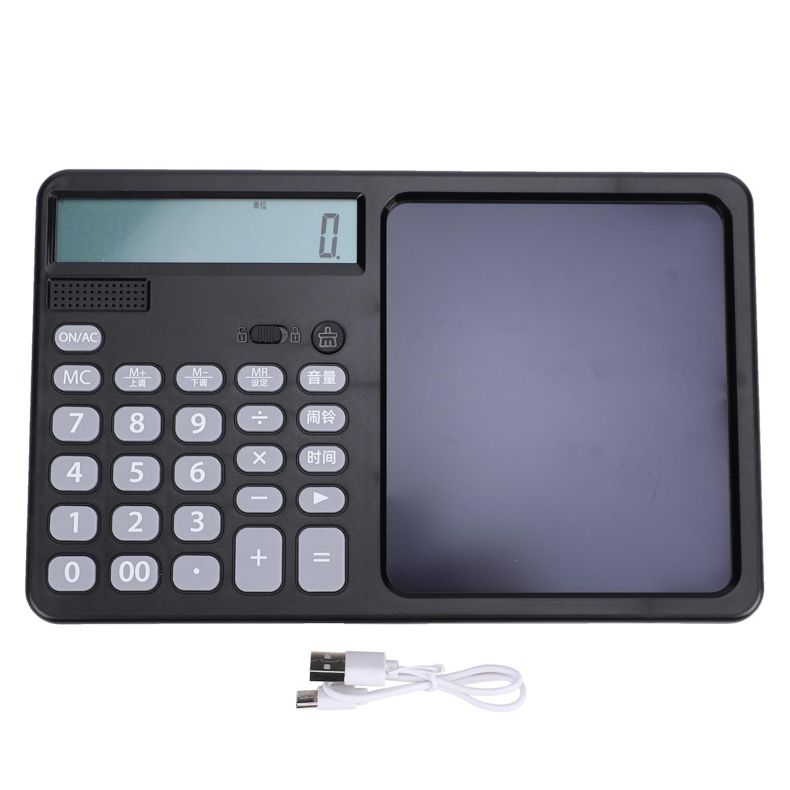 Outsideworld White Multifunctional Talking Calculator Rechargeable 12 Digits Large Display Calculator With Notepad Big Sensitive Keys For