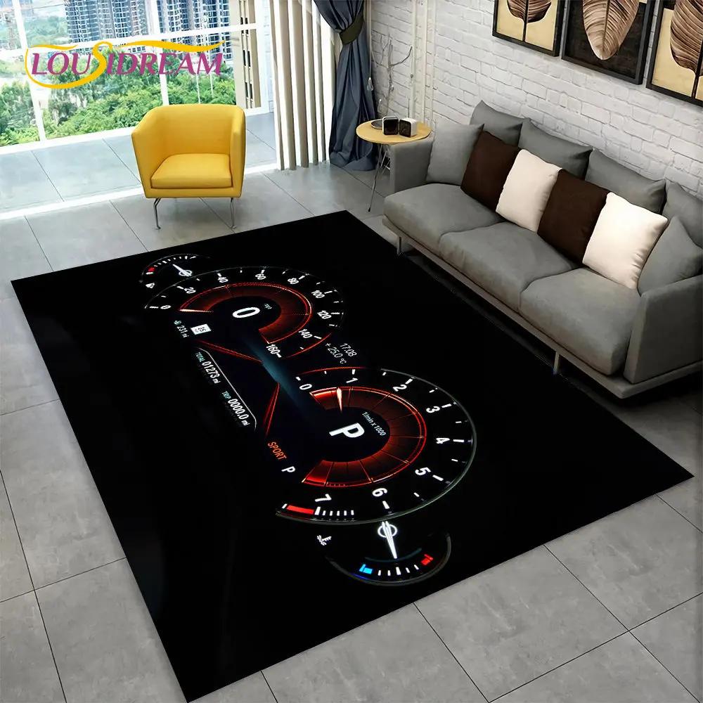 Alfombra grande para tablero de instrumentos de carreras de autos en 3D, alfombra para sala de estar, dormitorio, sofá, cocina, decoración, alfombra antideslizante para juegos de niños