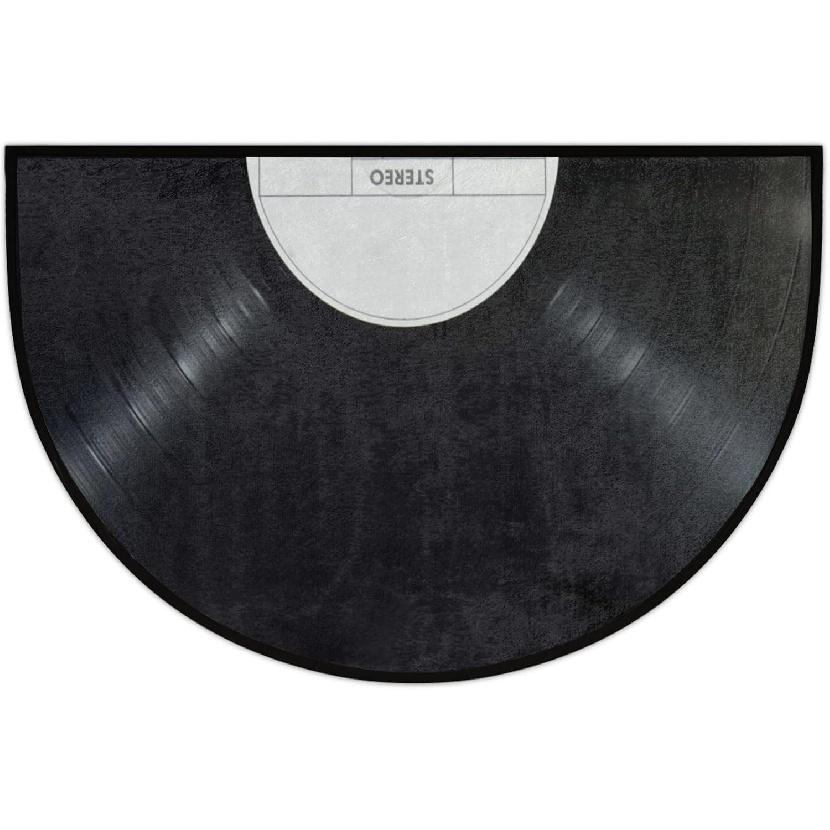 AUUXVA Vinyl Records Pattern Half Round Door Mat Indoor Entrance, Music Records Non Slip Absorbent Doormats, 24 X 36 Wear Resistant Semi Circle Floor