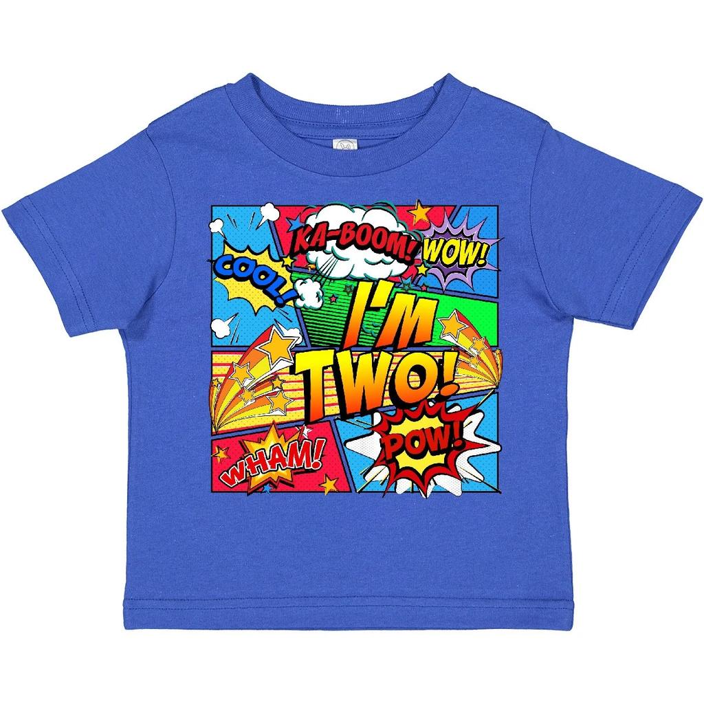 Inktastic I'm Two Comic Book Toddler T-Shirt 2nd Birthday Superhero Gift Child