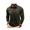 Men Long Sleeve Polo Shirt with Contrast Color Collar Casual Pocket Top