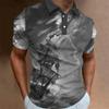 Trendy! Nautical sailing ship print short-sleeve polo shirt