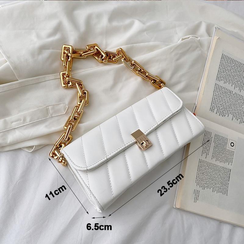 Bolso de hombro pequeño de cuero para mujer Nuevo diseño de lujo 2020  Elegante bolso de fiesta Grueso Cadena de metal Blanco Negro Bolso de mano  ZD1873 comprar a buen precio —