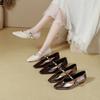 V-port One-word Buckle Mary Jane Shoes Thick Heel Soft Leather Square Head Low Heel Light Mouth Single Shoes