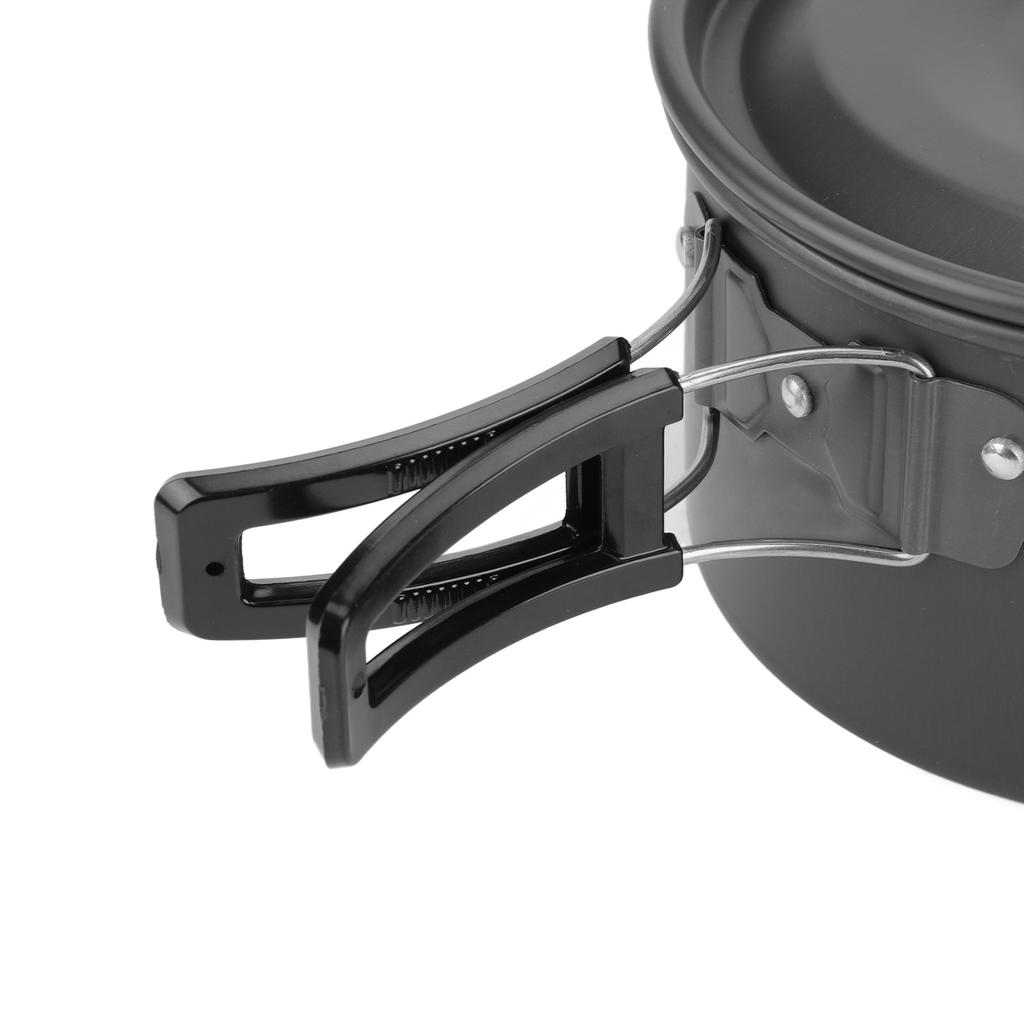 Camping Cookware Kit Aluminum Alloy Pot Teapot Fry Pan Saucer Plate Bowl Soup Spoon for Outdoor Traveling