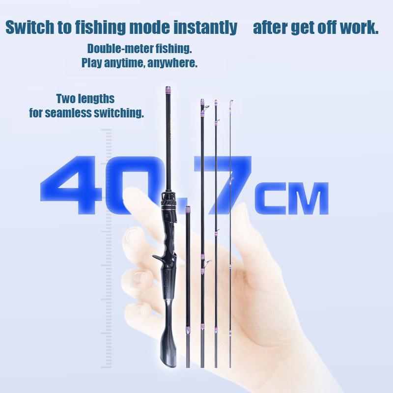 Mavllos GO-OK 5-sections Ultra-Short Spinning  Fishing Rod Portable 40.7cm Fuji Rings UL Tip High-Carbon Travel Carp Bass Fishing Spinning Rod