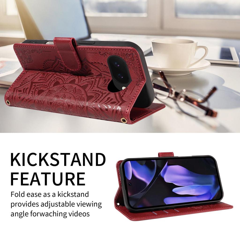 Compatible with Google Pixel 11 Pro XL Embossed Mandala Flip Case with Card Slot