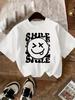 2026 Summer Fashion Round Neck Pure Cotton Tshirt for Girls with Letter Smiley Face Cute Shortsleeved Breathable Casual Top