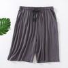 Men Summer Shorts Solid Color Loose Elastic Waist Drawstring Deep Crotch Keep Cooling Comfortable Pockets Plus Size Knee-length Shorts Men Clothes