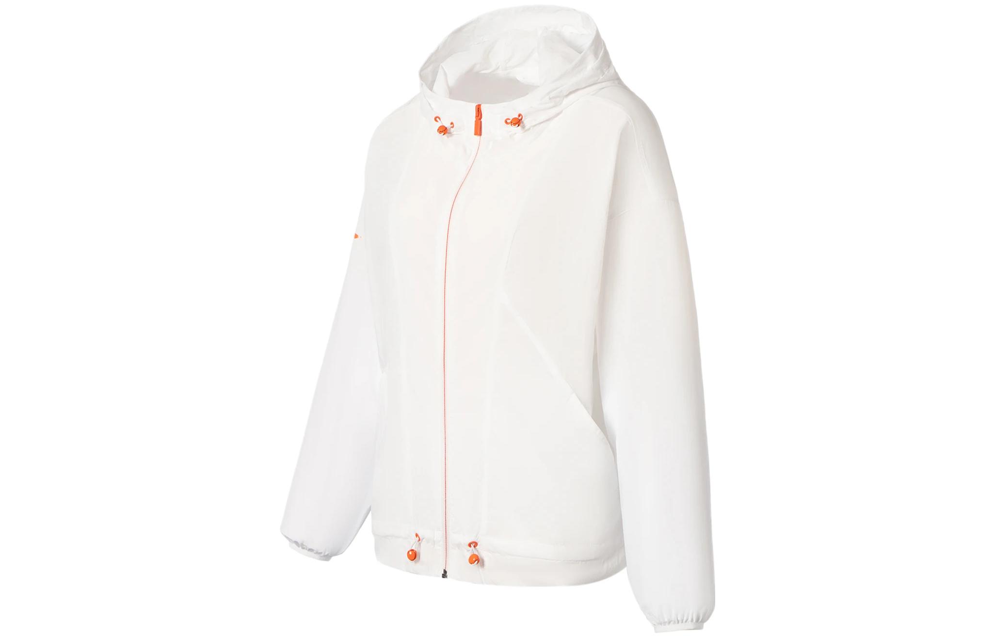Li Ning Fitness Series Trench Coats Women s White Hooded Moderate AFDS378-7 XXL