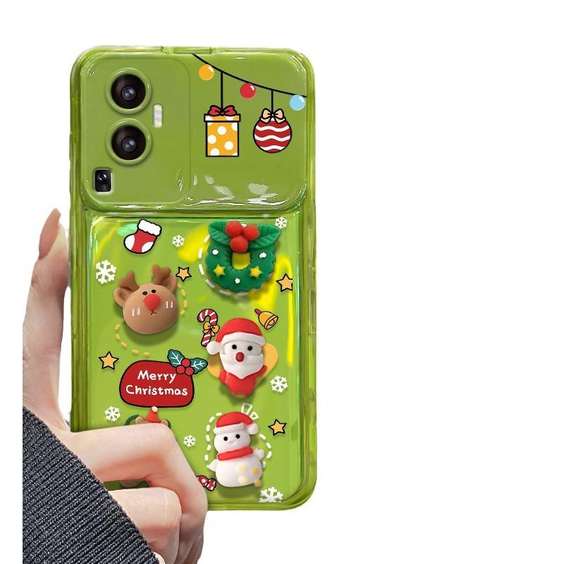 Applicable to Apple 15 mobile phone case iPhone16promax Christmas doll 13 flip mirror 11/12 silicone 17