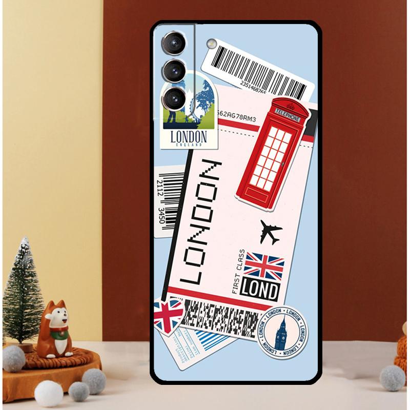 Travel Boarding Pass Tokyo Case For Samsung Galaxy S24 Ultra S23 S22 S21 S20 FE Note 20 S8 S9 S10 Note 10 Plus Cover