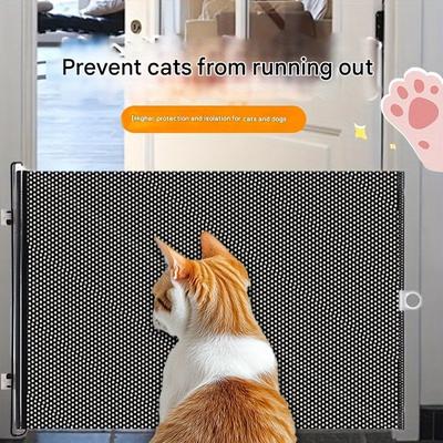 Verstellbares Stufenloses Haustierschutzgitter Erweiterbare Innen-/Außenbarriere für Hunde & Katzen mit PVC-Netz Hält Haustiere sicher auf Treppen, Haustiertor für Hunde