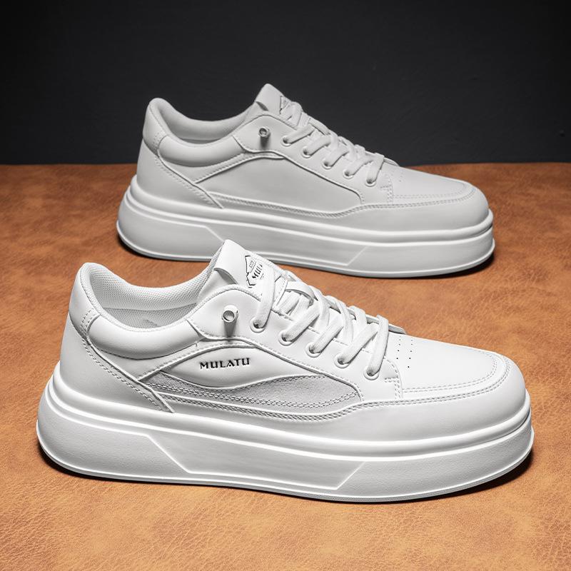 

Кожаные белые туфли осенне-зимние эластичные резинки для ног на толстой подошве, увеличивающие высоту повседневные рабочие туфли для холодной липкой мужской обуви 44