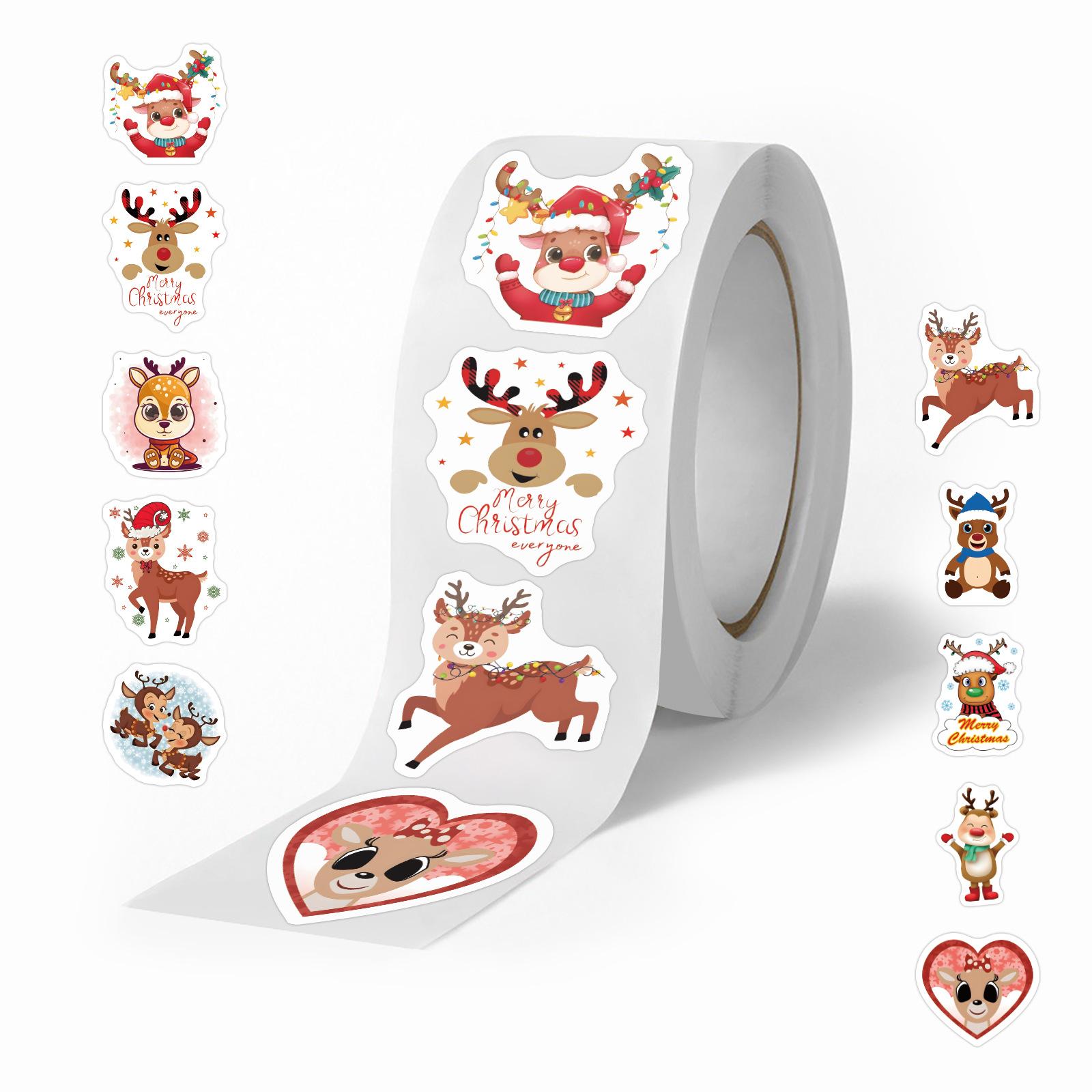 

500/рулон Рождественский олень Мультяшный рулон наклейка Милое животное Детский DIY Скейтборд Чемодан Наклейка