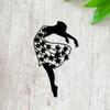 Vintage Ballet Dancer Metal Wall Art, Weatherproof Iron Silhouette with Lace Skirt, Elegant Dance Decor & Gift