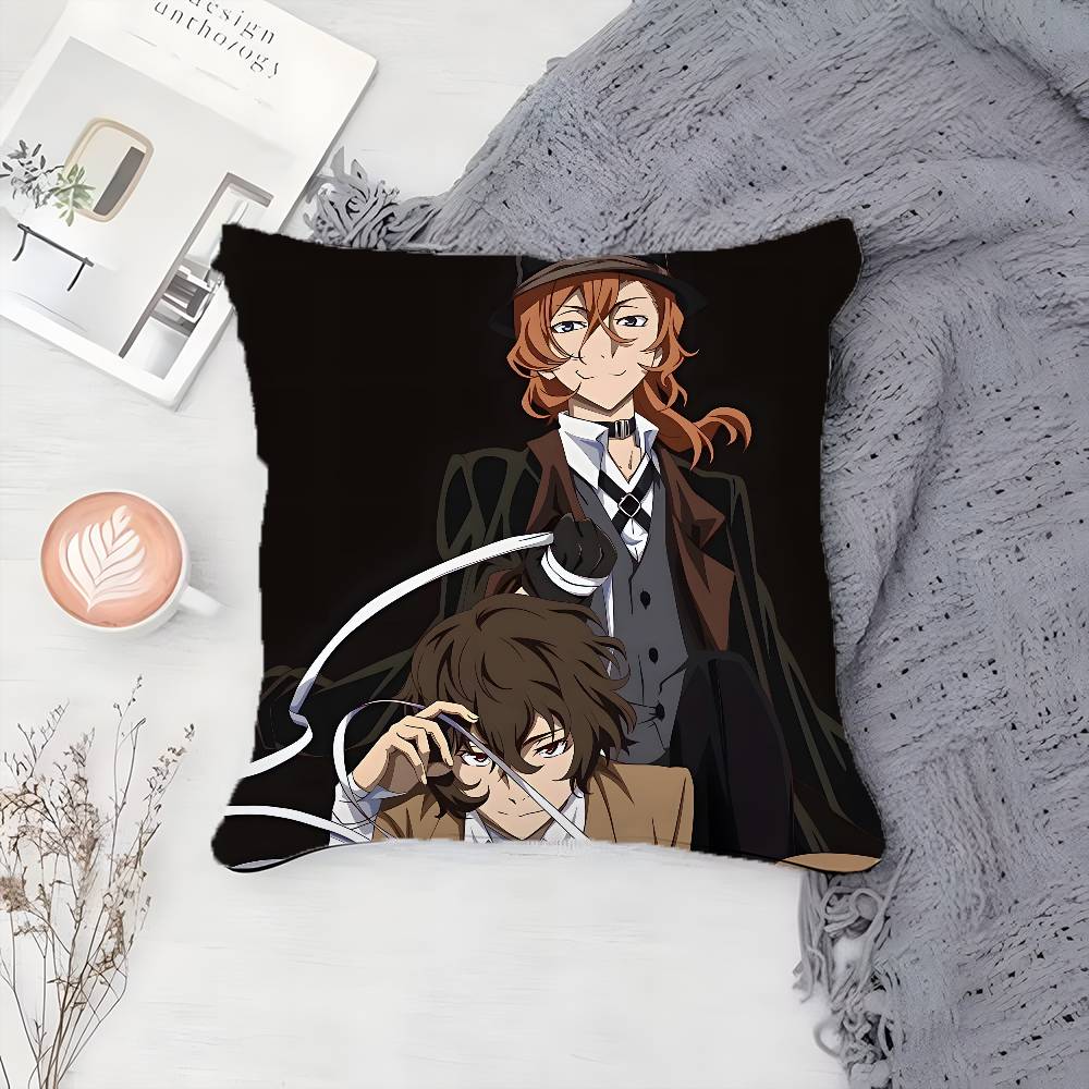 Cartoon B-Bungo Stray Dogs-MT Pillow Case Printing Pillowcase Living Room Sofa Cushion Cover Bedroom Room Decor